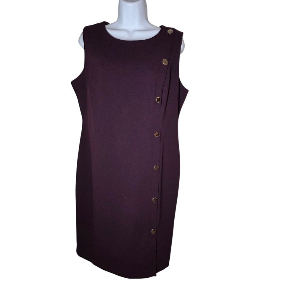 Tommy Hilfiger Plum Purple Midi Shift Dress Sleeveless Office Career‎ 12 NWOT